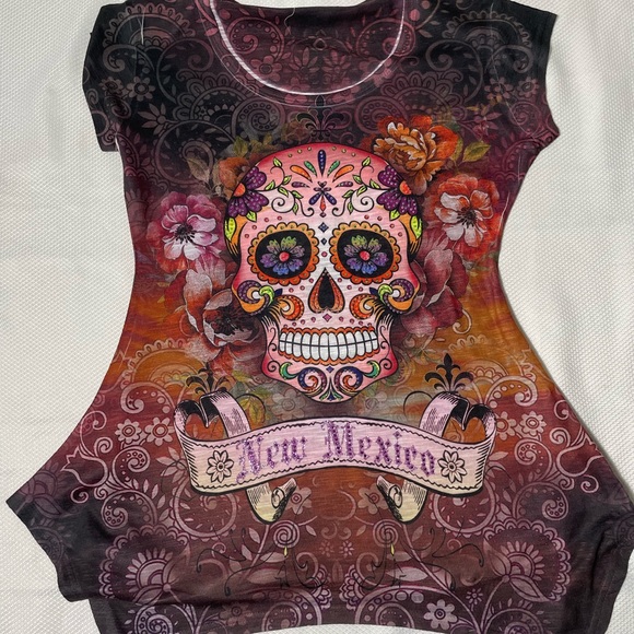 Tops - New Mexico day of the dead Halloween womens t shirt